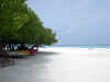 Isole Maldive Moofushi resort atollo di Ari sud by Claudia&Dario di www.tuttomaldive.it : spiaggia lato laguna  e overwater