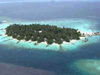il nika island resort dall'alto sull'idrovolante alla partenza dall'isola