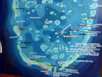 immersioni isole maldive : mappa immersioni atollo ari sud del diving del machchafushi resort