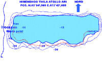immersioni isole maldive : mappa immersione himendhoo thila - manta point atollo di ari nord