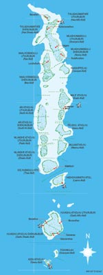mappa delle isole maldive con le nuove 10 isole turistiche